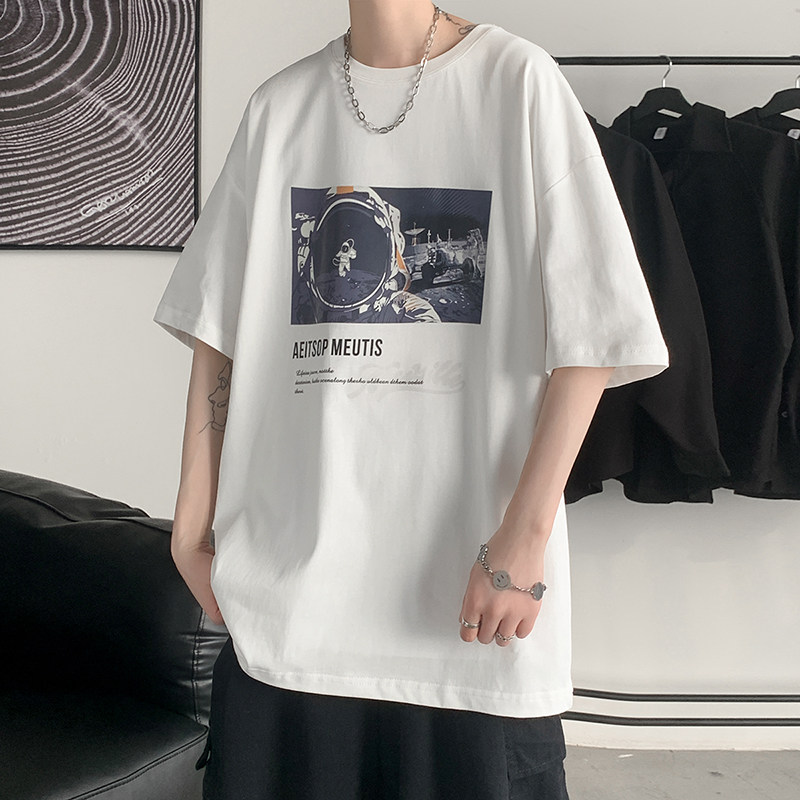 Men's short-sleeved t-shirt tide brand ins port wind half-sleeved clothes 2021 new five-point sleeve loose summer thin t-shirt