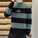 Half turtleneck sweater for men 2024 new Korean style slim knitted sweater striped bottoming shirt thickened warm sweater trendy