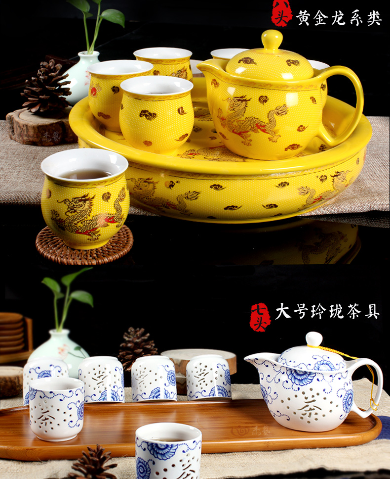 Bộ tách trà Jingdezhen Bộ đôi ấm trà bằng gốm lớn Bộ đồ gia dụng bằng sứ màu xanh và trắng - Trà sứ bình pha trà lock&lock