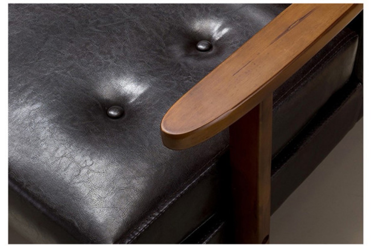 Sofa retro Bắc Âu hiện đại da văn phòng phòng khách sofa da cafe phong cách châu Âu sofa đôi rắn gỗ ho - Ghế sô pha ghế thư giãn phòng khách