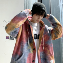 Tie-dyed clothes male trend autumn port style street coat young college students Super fire cec coat men