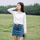 Lingxiajia 2024 spring new style doll collar chiffon shirt women's white sleeved commuting OL no-iron non-transparent shirt