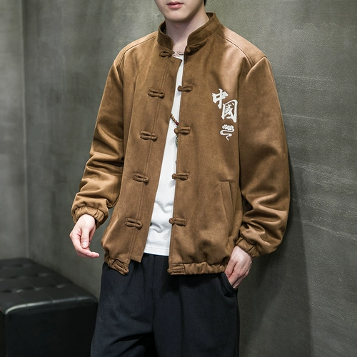 Демисезонная ретро куртка, бархатное мужское ханьфу, большой размер