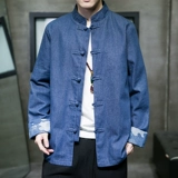 Пальто, джинсовая весенняя ретро хлопковая куртка, китайский стиль, большой размер