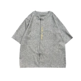 Летняя ретро шелковая рубашка, футболка, китайский стиль, свободный крой