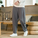 Летние тонкие дышащие штаны для отдыха, китайский стиль, из хлопка и льна, свободный прямой крой