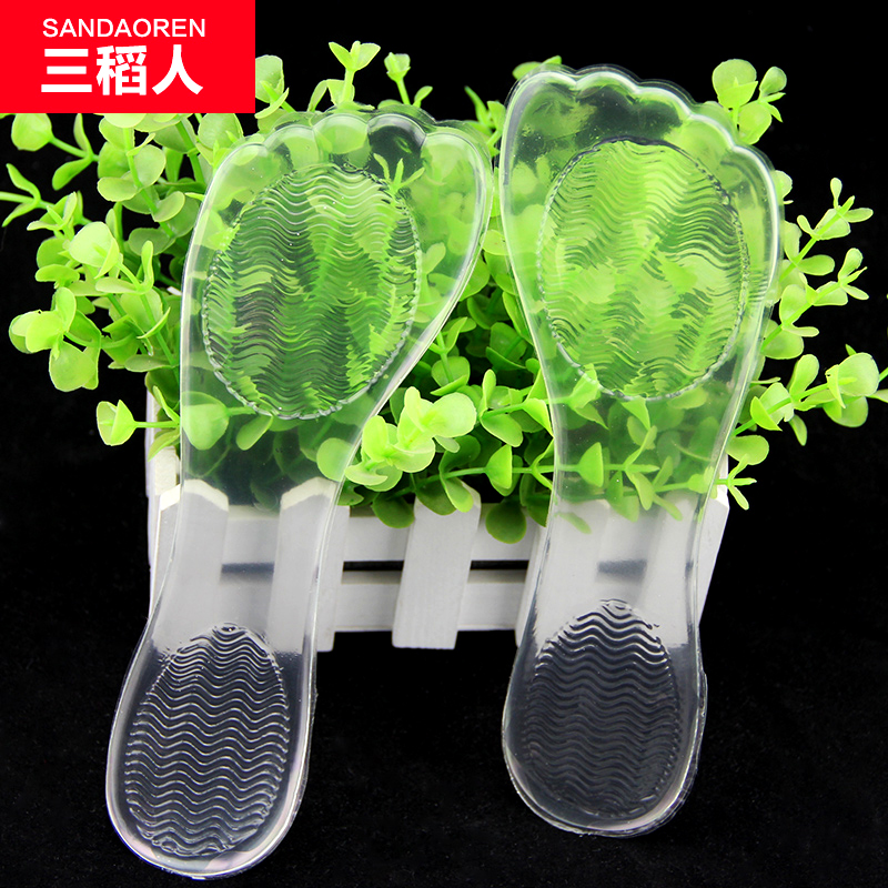 Transparent silicone insole ladies Single shoe High heel shoe 70% cushion latex comfortable shock absorbing and anti-grinding summer foot heart foot