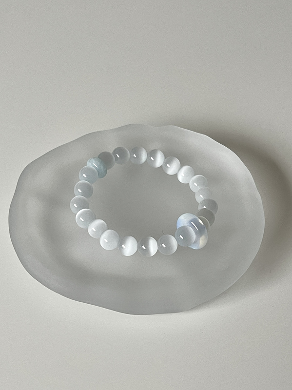 White Moonlight|Original New Chinese Style Bracelet Cat's Eye Opal Designer New Bracelet Cool and Serene Jewelry White Moonlight|Original New Chinese Style Bracelet Cat's Eye Opal Designer New Bracelet Cool and Serene Jewelry