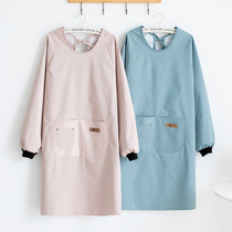 Long sleeve apron Home kitchen waterproof oilproof cooking 2021 new net red overalls womens overshirt adult men