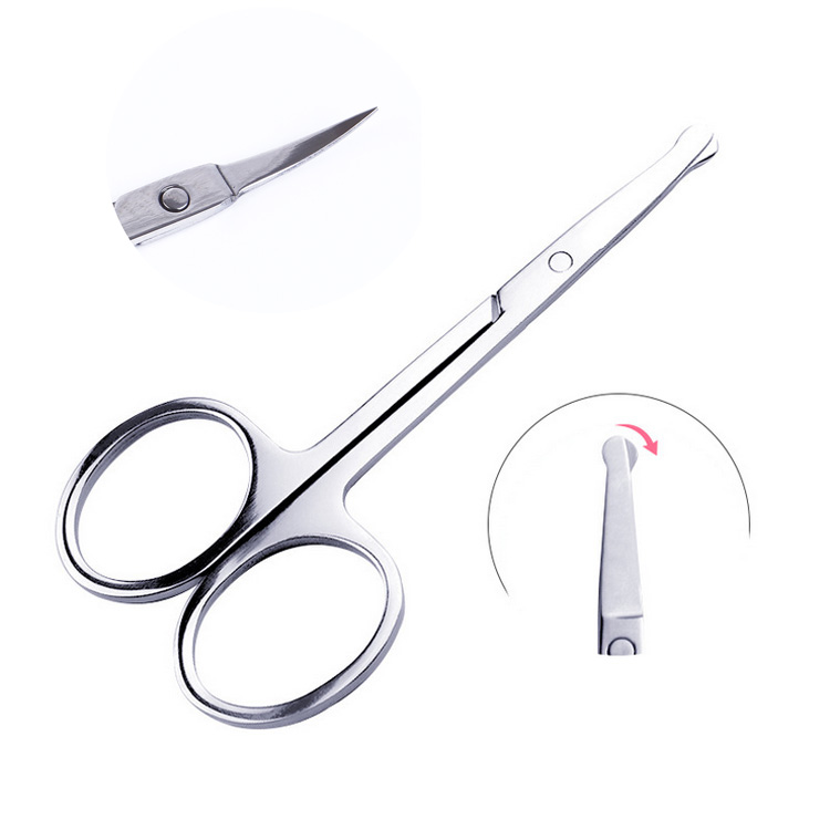 Stainless steel round head scissors Men's nose hair trimmer Women's small beauty trimmer eyebrow manual nose hair trimmer