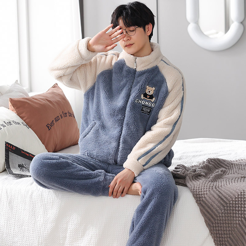 2026 New Autumn and Winter Pajamas for Men, Autumn and Winter Coral Velvet Thickened and Fleece-Lined Cartoon Home Clothes for Teenagers and Students 2026 New Autumn and Winter Pajamas for Men, Autumn and Winter Coral Velvet Thickened and Fleece-Lined Cartoon Home Clothes for Teenagers and Students