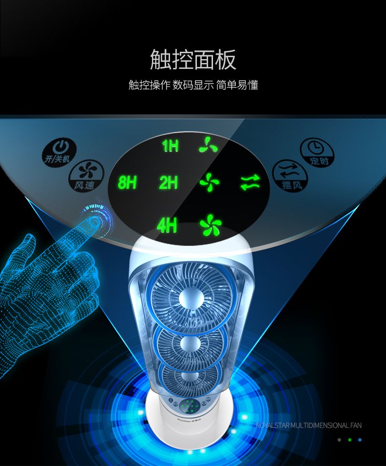 Rongshida quạt điện tầng quạt quạt nhà lắc đầu điều khiển từ xa thời gian câm máy tính để bàn dọc quạt không khí lưu thông - Quạt điện quạt cây phòng khách