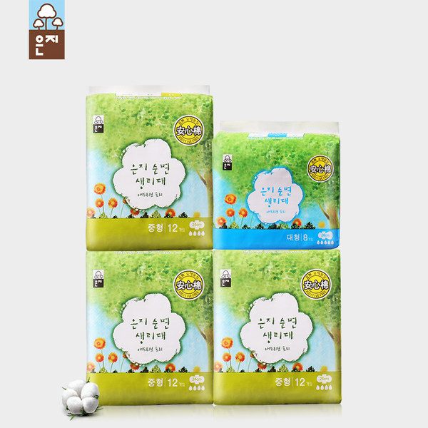 韩国进口 EUNJEE 恩芝 纯棉日夜用卫生巾 4包44片组合装 天猫优惠券折后￥17.9包邮（￥37.9-20）