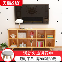 Childrens bookshelf Simple shelf Nordic solid wood bookcase Living room low cabinet Combination shelf Lattice cabinet TV cabinet