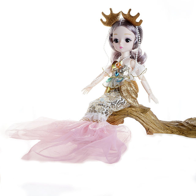 Cute Mermaid Princess Wedding Dress Doll Girl Toy Glow and Sings ຂອງຂວັນວັນເກີດຂອງເດັກນ້ອຍ