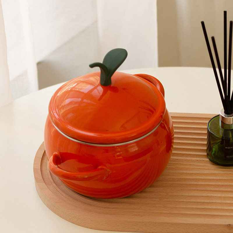 BOBAO small orange pot INS wind cute thickened enamel pan enamel pan with small hot pot can be heated