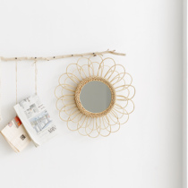 BOBAO Indonesia rattan with makeup mirror for creative art Decorative Round Mirror Folk decoration Living room Xuanguan Wall wall wall