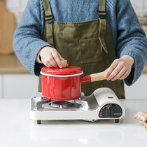 BOBAO Japanese enamel pan thickened single-handle milk pan with lid hot milk pan induction cooker universal baby covegan pan