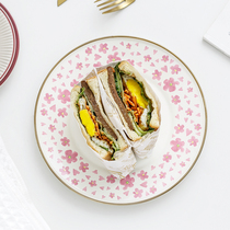 BOBAO padded enamel plate dish household flower hipster plant flat round Western plate hot plate