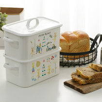 Original enamel 3 5L food storage Enamel porcelain bread box Snack box Biscuit box Toast box Refrigerator preservation box