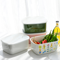 Export Japan thickened enamel enamel preservation box 3 2L rectangular sealed preservation bowl Braised bread box storage box