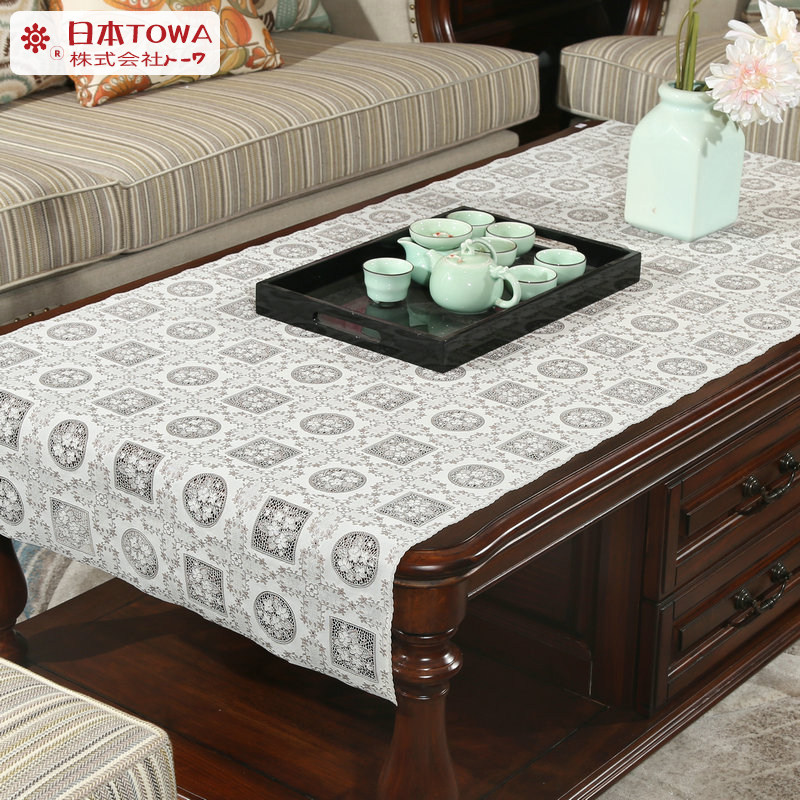 Japan Dovo Pvc Tea Table Cloth Strip Towel European Style Living Room Hollowed-out Flower Tea Table Cloth Lace Home