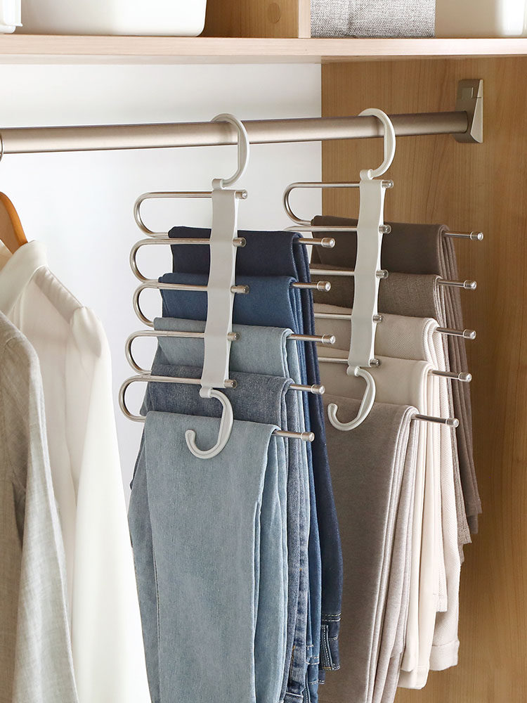 Folding pants rack Multi-function multi-layer hanger Pants hang household telescopic pants clip Wardrobe storage dormitory hanging pants artifact