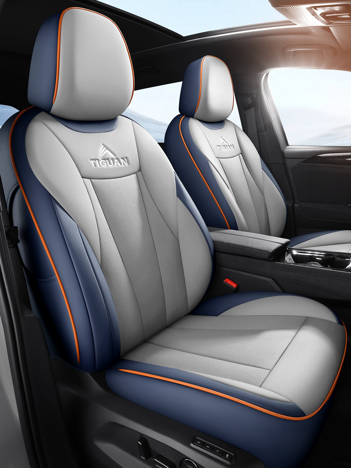 Genuine Leather Seat Covers for Volkswagen Tiguan L/Tiguan L Pro, Full Surround Cushion Seat Covers, Suitable for All Seasons, 2026 Model