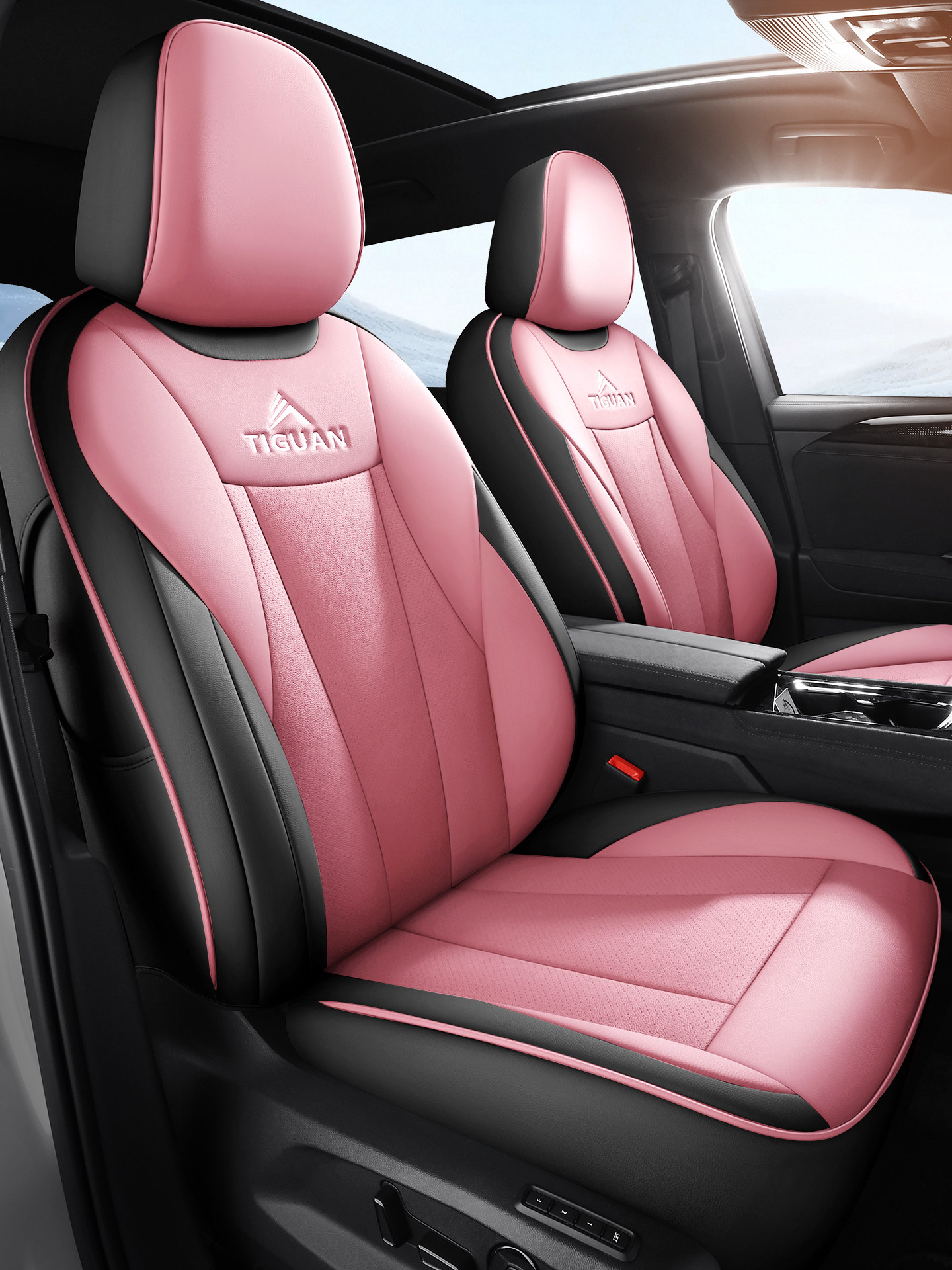 Genuine Leather Seat Covers for Volkswagen Tiguan L/Tiguan L Pro, Full Surround Cushion Seat Covers, Suitable for All Seasons, 2026 Model