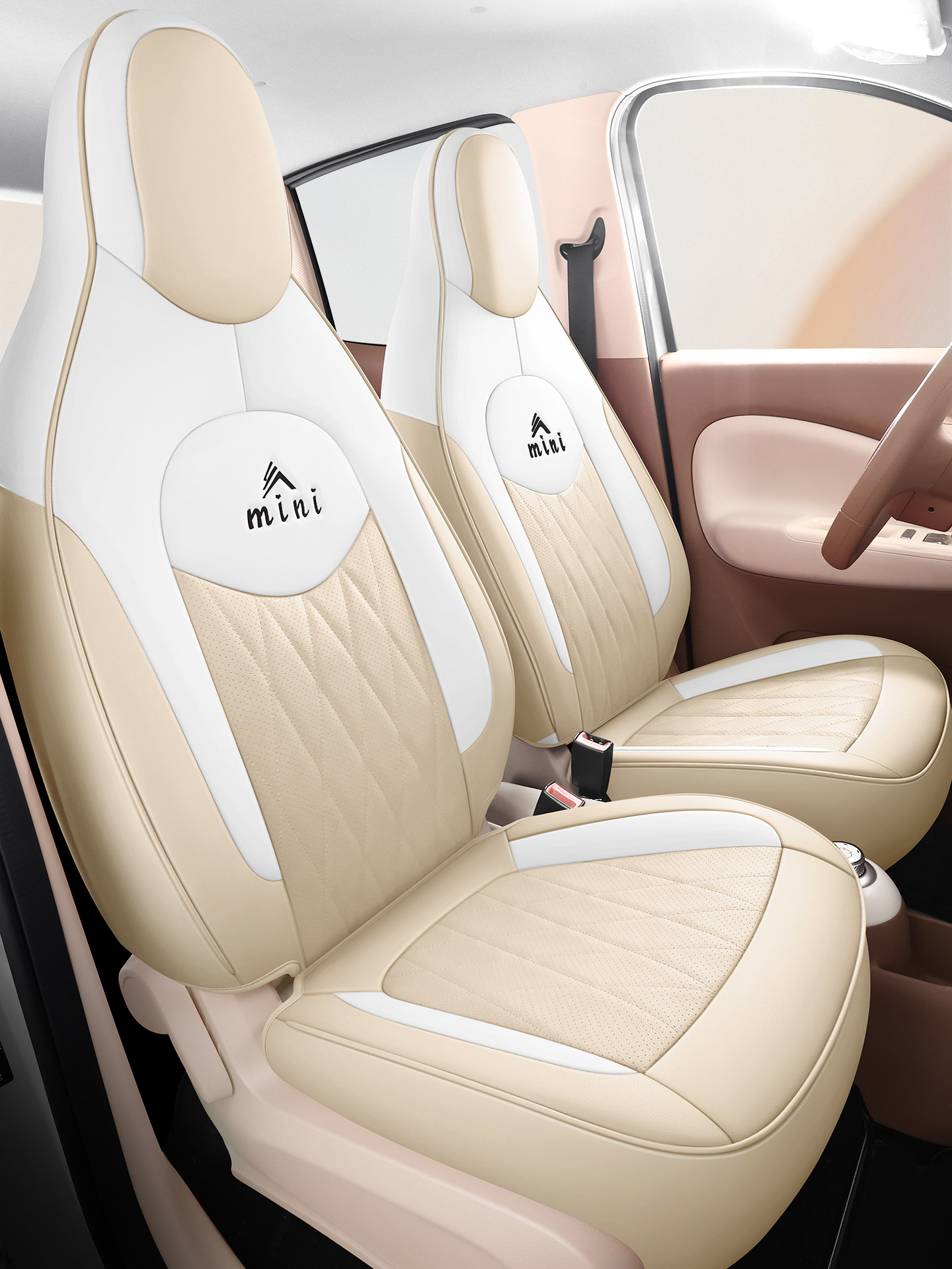 Genuine Leather Seat Covers for Wuling Hongguang Mini, Full Surround Cushion, Macaron Color, Third Generation Four-Door Version Mini Seat Cover