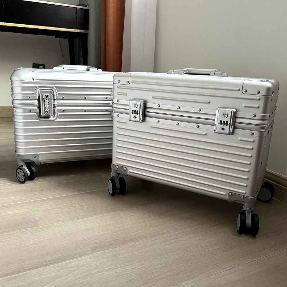 All-aluminum-magnesium alloy shockproof silent photography horizontal version of the captain's box 18-inch metal luggage trolley case male universal wheel