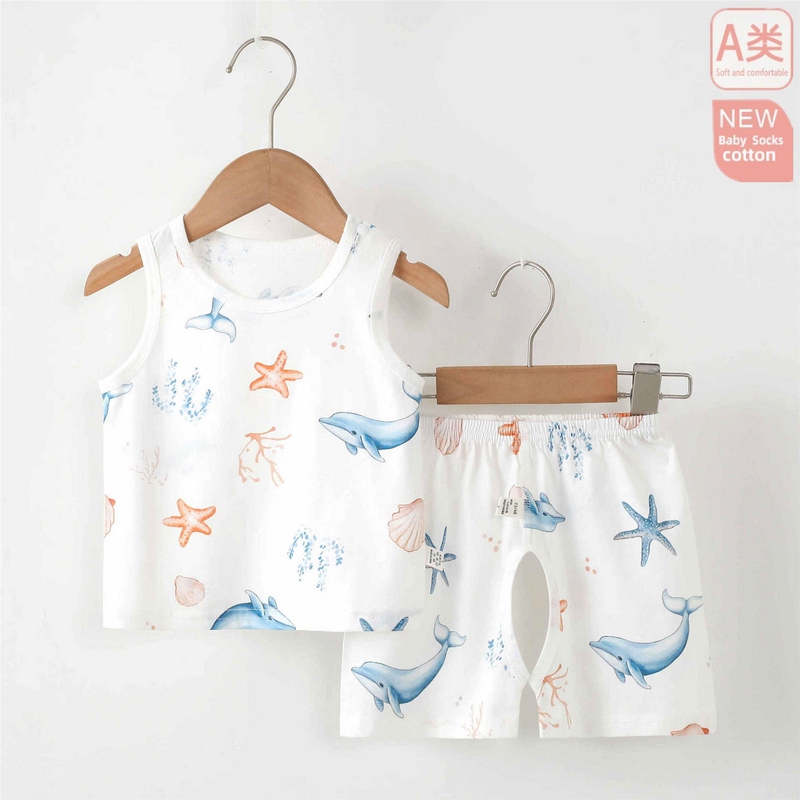 Summer Thin Baby Open-Crotch Pants Seamless Toddler Boys Mosquito-Proof Leak-Proof Pure Cotton Shorts Vest Set Breathable Summer Thin Baby Open-Crotch Pants Seamless Toddler Boys Mosquito-Proof Leak-Proof Pure Cotton Shorts Vest Set Breathable