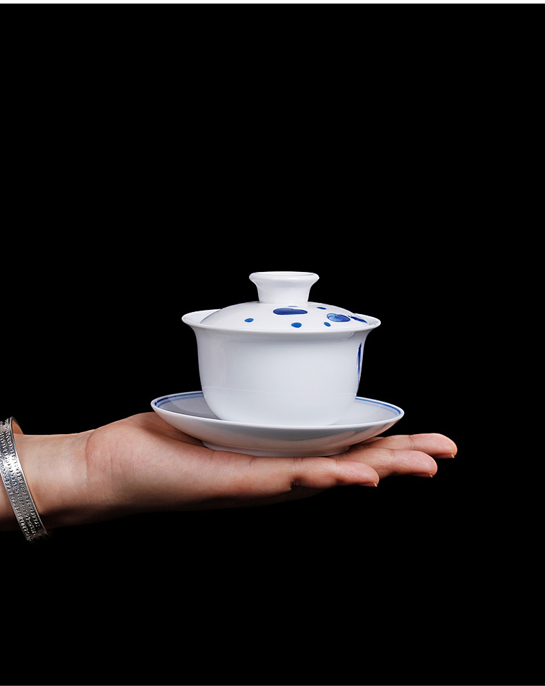 White porcelain hand - made tureen large tea bowl hand grasp at ceramic cups domestic individual operators to make tea bowl of fish