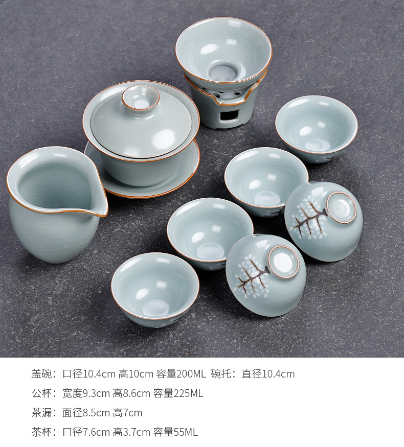 Ceramic tea with restoring ancient ways suit your up crack glaze tureen kung fu tea gift box of a complete set of home sitting room 6 people