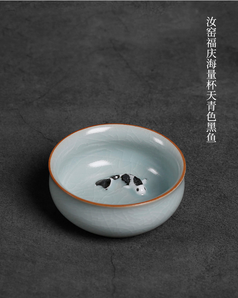 Your up ceramic cups a single open can raise move archaize large kunfu tea master cup single bottom of fish