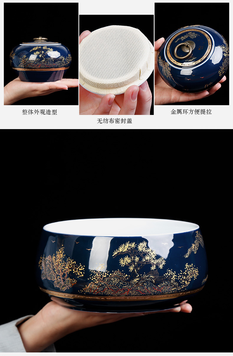 Jingdezhen kung fu tea set ceramic teapot home office tureen ji blue porcelain cups tea tea set