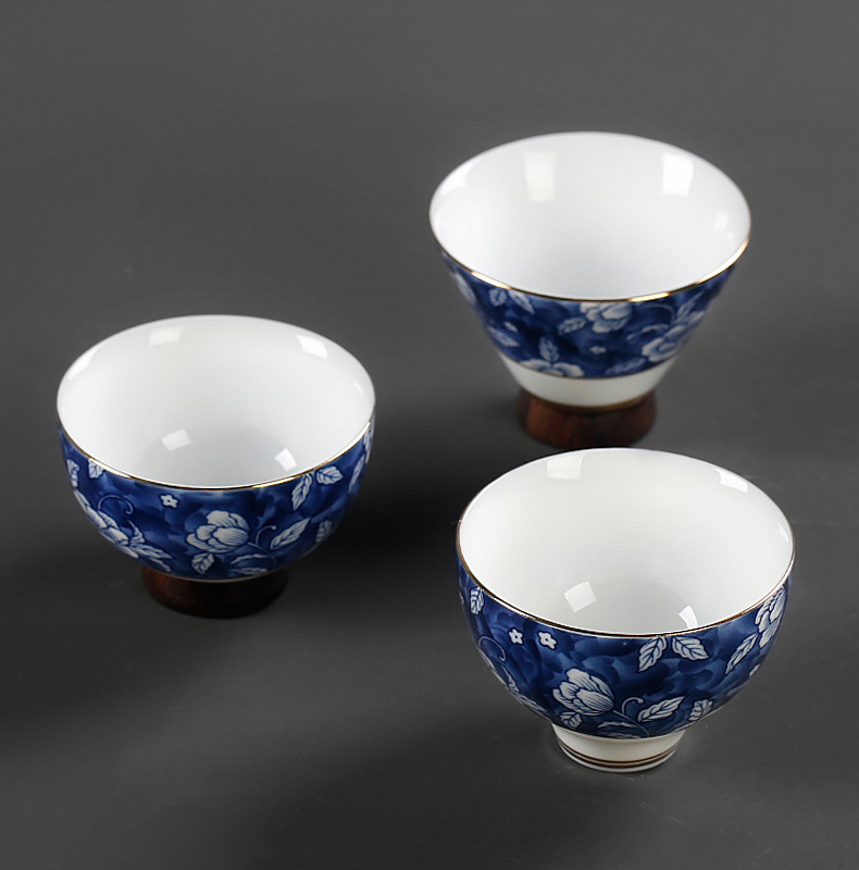 Blue hat cup single only tea cup move retro household tea kongfu master cup single CPU ceramic cups