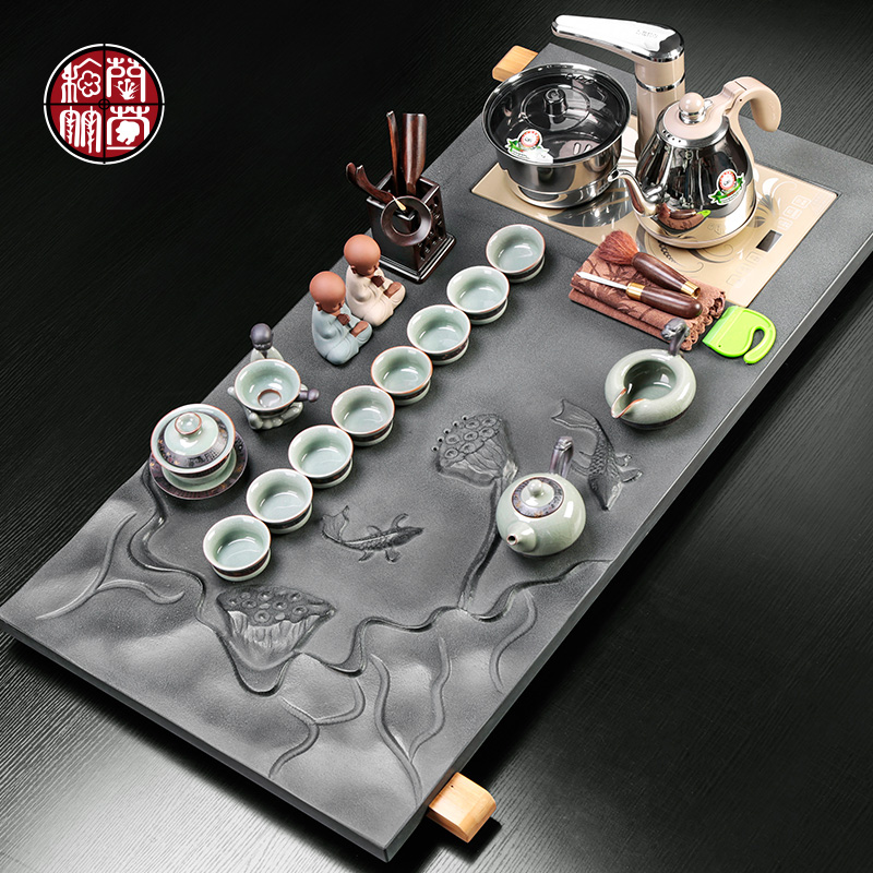 Sharply stone tea tray sets electromagnetism one household whole tea set automatic pumping tea tea is a rectangle