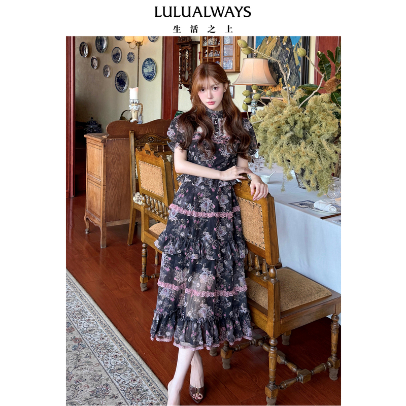 Lulualways I Love Lulu 26 Autumn New Collection [Romantic Daydream] Rose Nocturne Cake Dress
