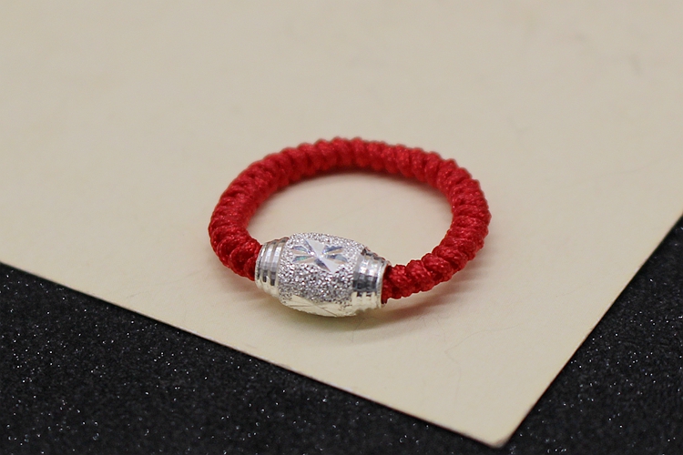990 sterling bạc đỏ dây nhẫn mờ hạt chuyển đường vòng nhẫn dệt tay đen dây đuôi nhẫn đôi nam nữ nhẫn bạc nữ