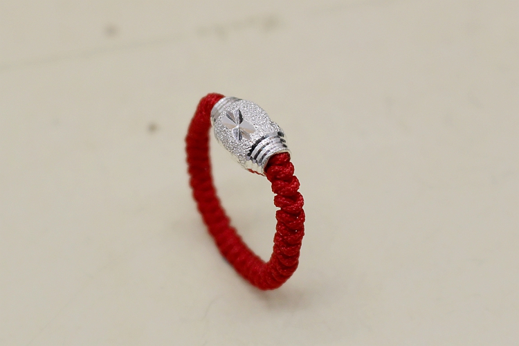 990 sterling bạc đỏ dây nhẫn mờ hạt chuyển đường vòng nhẫn dệt tay đen dây đuôi nhẫn đôi nam nữ nhẫn bạc nữ