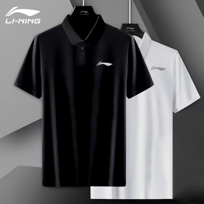 Спортивное поло Li Ning, мужская летняя футболка-футболка с быстрой сухостью для зала