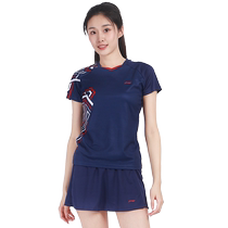 Li Ning badminton uniform womens short-sleeved pants and skirt sports suit 2024 new summer professional training competition team uniform
