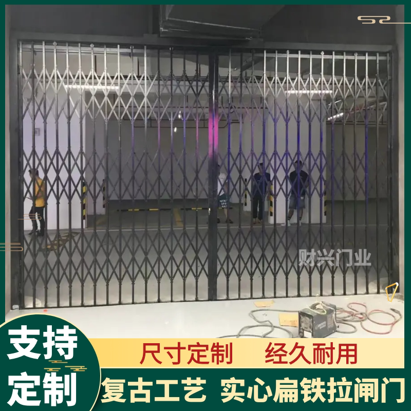 厂家直销铁拉闸门老式扁铁门手动折叠门装饰门阳台通风防盗推拉门
