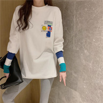 South Koreas spring and autumn 100 hitch a loose foreign pistachio undershirt with a long white T-shirt female inner lap to wear pure cotton-ins blouses