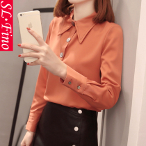 Chiffon shirt womens spring and autumn 2021 new long-sleeved top wear base Joker Korean loose thin tide