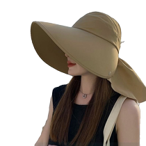 Sun protection hat womens neck protection hollow top hat summer enlarged brim to cover the whole face sun hat cycling fisherman hat