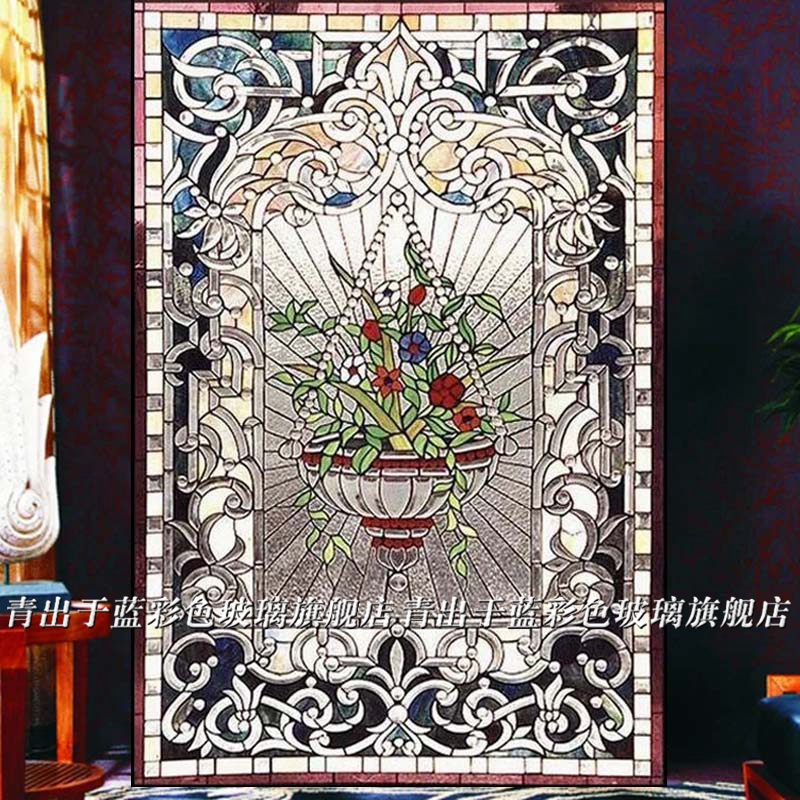 Church glass mural art glass porch partition stained glass ceiling stained glass doors and windows inlaid European style