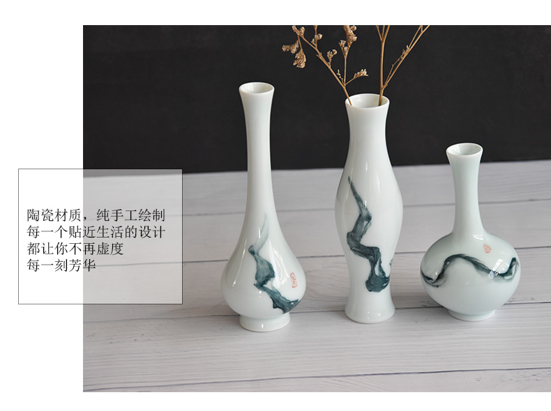 New Chinese style classical ceramic ink flower holder, creative home decoration zen hydroponic floret bottle tea tray was furnishing articles