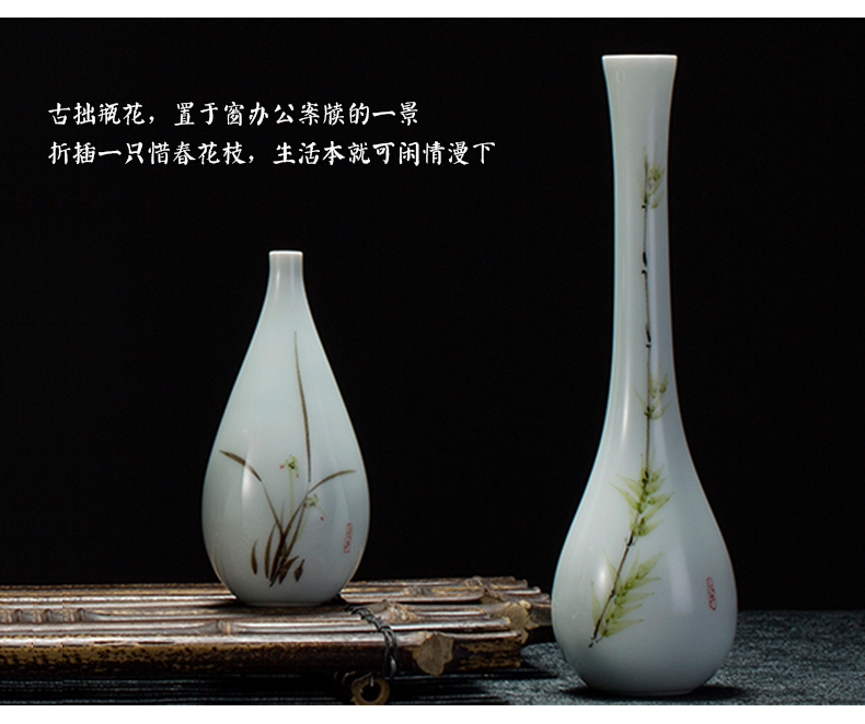 Jingdezhen hand - made ceramic floret bottle of new Chinese style living room TV cabinet simulation flowers, flower arrangement, household adornment furnishing articles